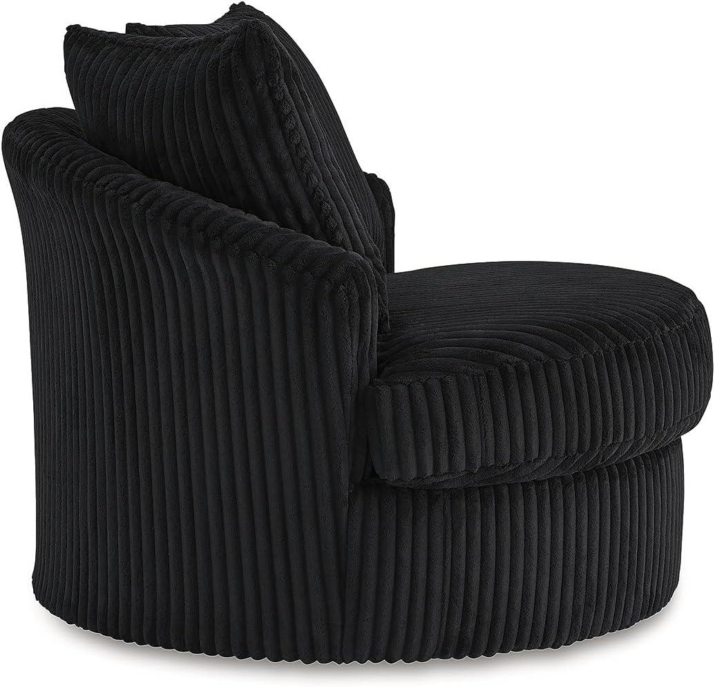 imageSignature Design by Ashley Gramwell Casual Swivel Chair with Throw Pillows Flared Arms and Removable Cushions BlackBlack
