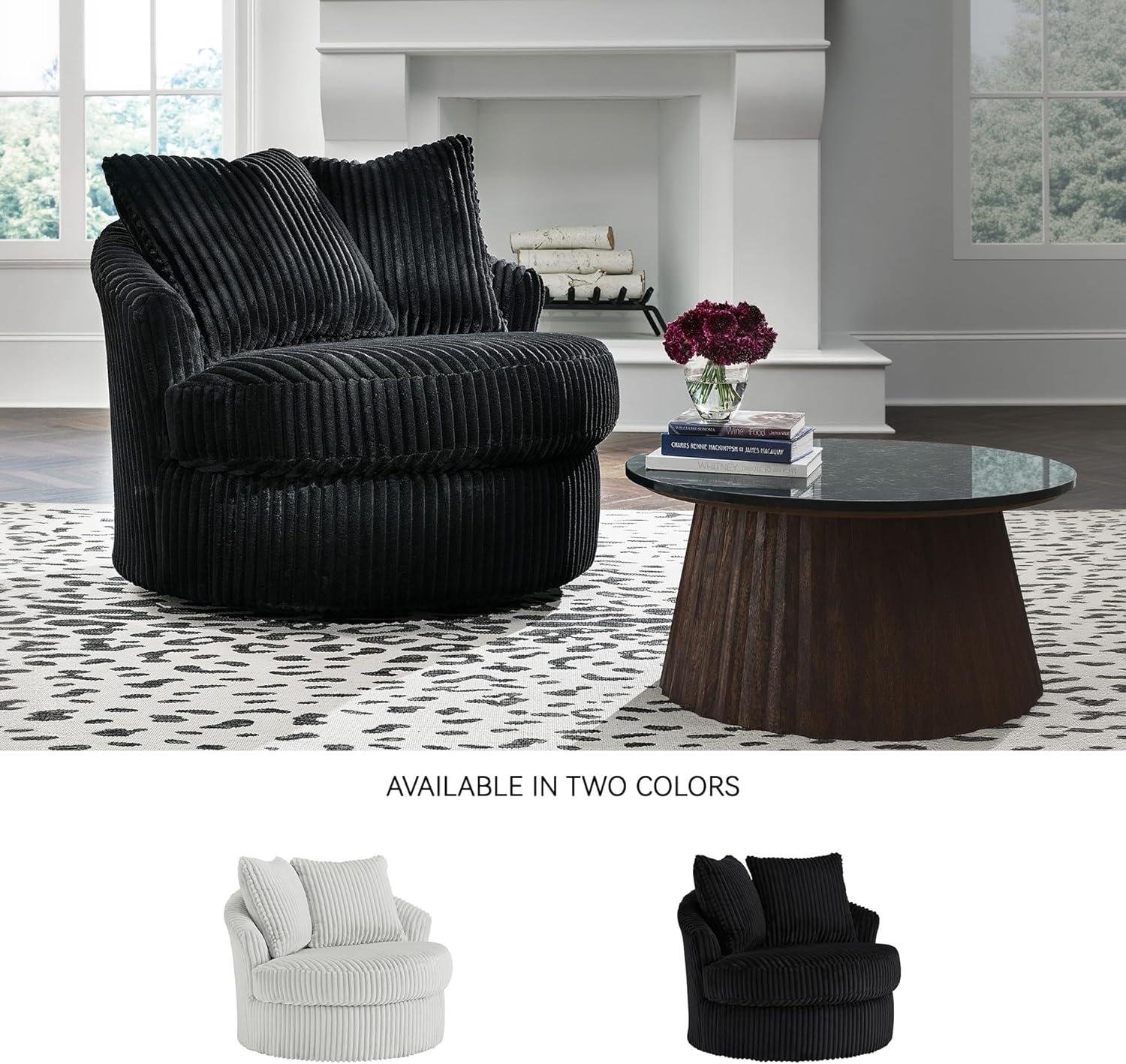 imageSignature Design by Ashley Gramwell Casual Swivel Chair with Throw Pillows Flared Arms and Removable Cushions BlackBlack