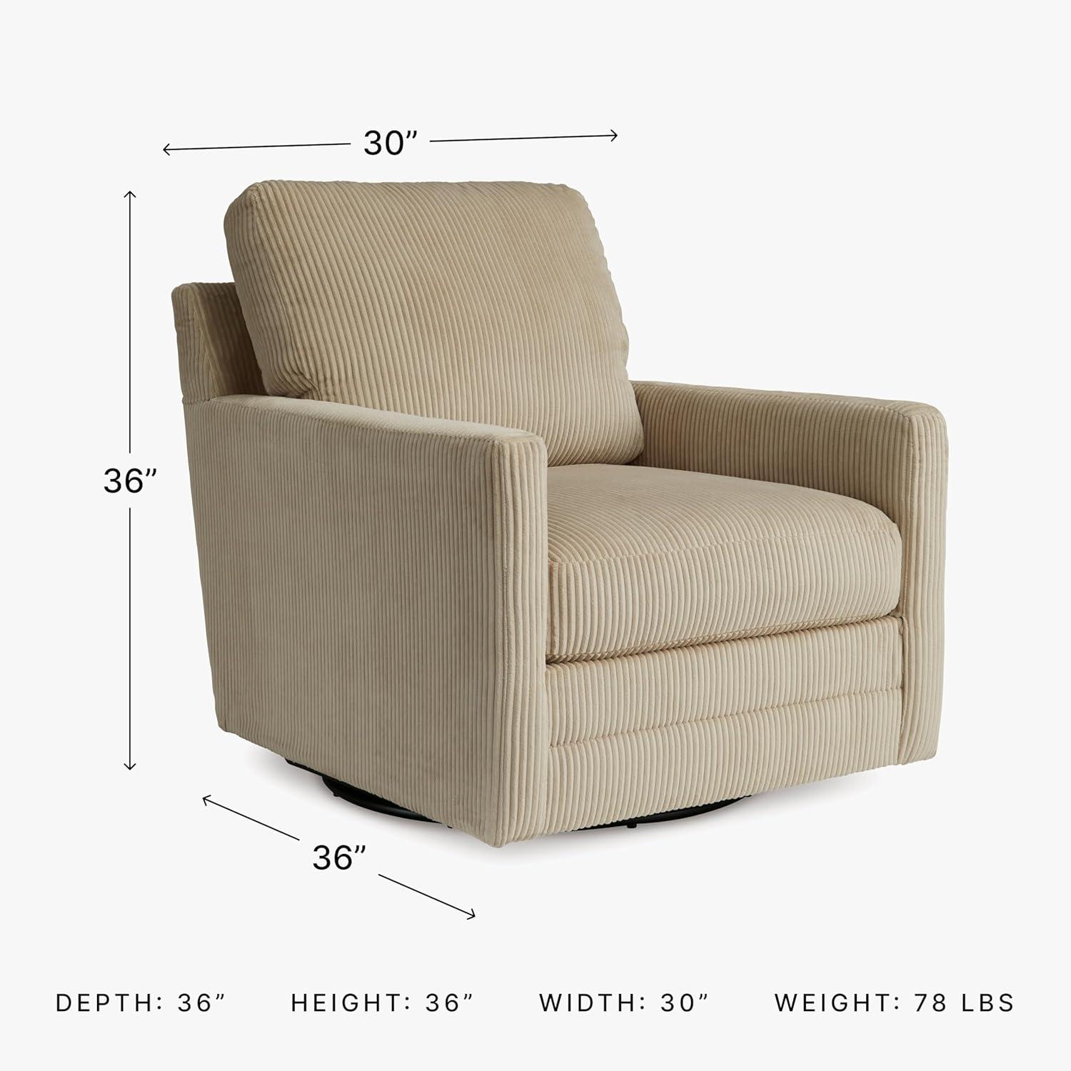 imageSignature Design by Ashley Icaman Contemporary Swivel Chair with Removable Cushions Light BrownLight Brown