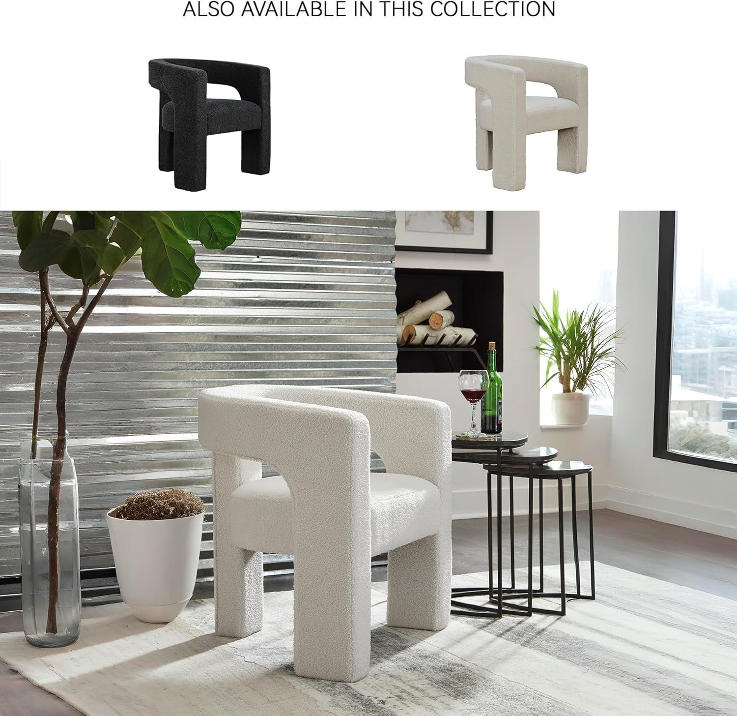 imageSignature Design by Ashley Landick Urban Boucle Upholstered Accent Chair with Barrel Back and 3 Legs WhiteWhite