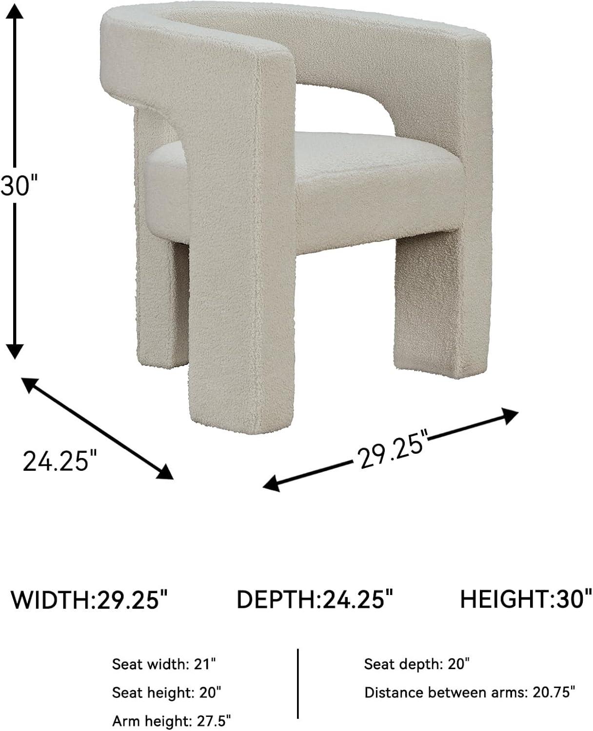 imageSignature Design by Ashley Landick Urban Boucle Upholstered Accent Chair with Barrel Back and 3 Legs WhiteWhite