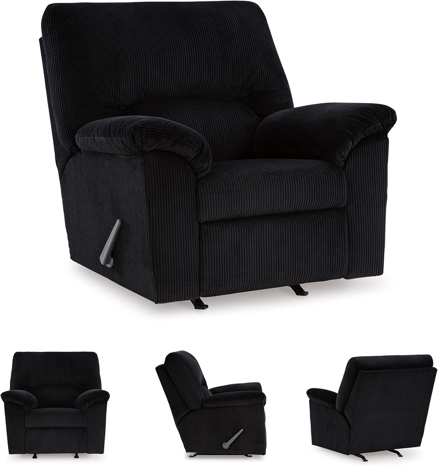 imageSignature Design by Ashley SimpleJoy Casual Manual Rocker Recliner with PillowTop Arms BlueBlack