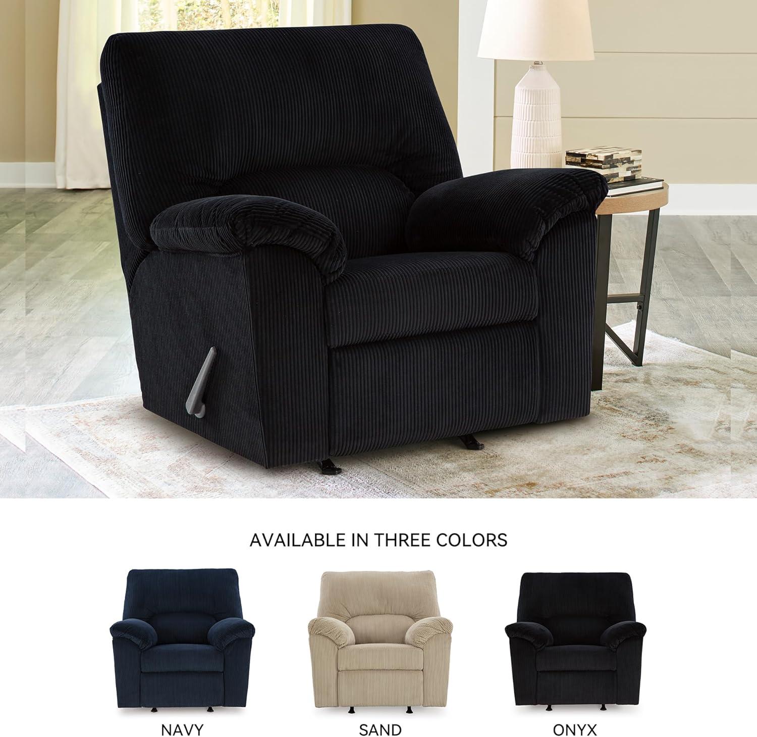 imageSignature Design by Ashley SimpleJoy Casual Manual Rocker Recliner with PillowTop Arms BlueBlack