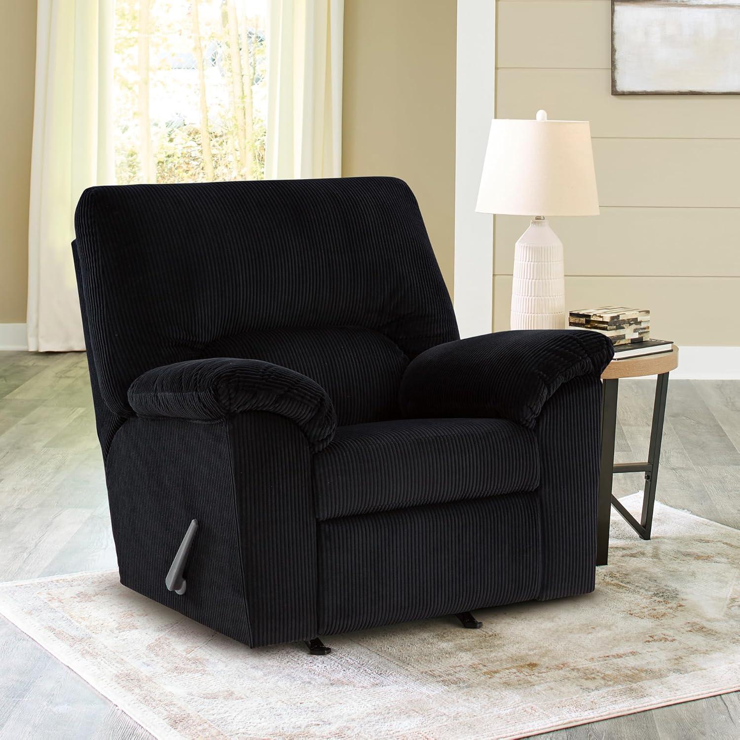 imageSignature Design by Ashley SimpleJoy Casual Manual Rocker Recliner with PillowTop Arms BlueBlack