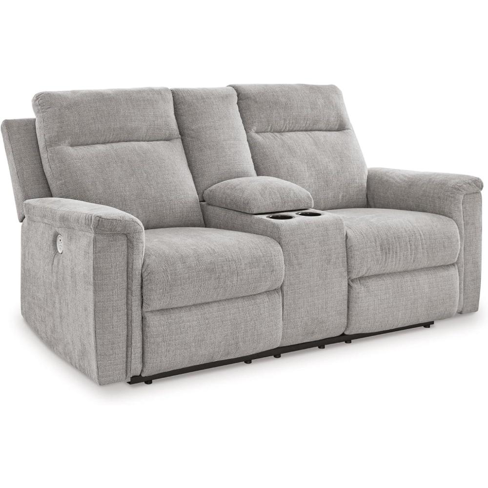 imageSignature Design by Ashley Barnsana Casual Power Recliner with Rocking Motion and USB Port Light GrayLight Gray