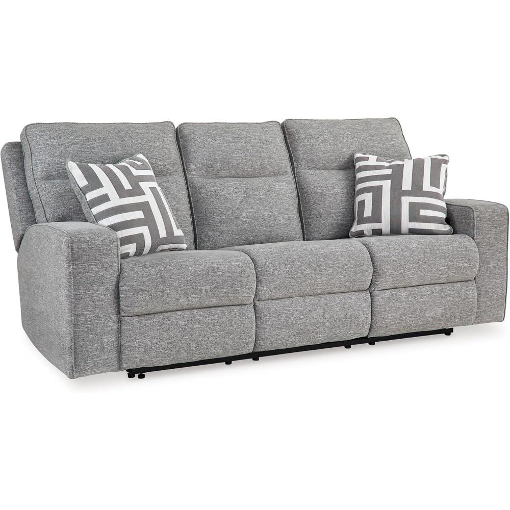 imageSignature Design by Ashley Biscoe Casual UV Resistant Power Reclining Sofa with Adjustable Headrest and USB Ports Light GraySofa