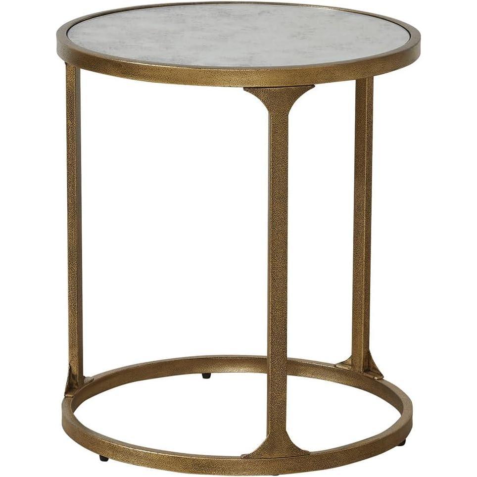 imageSignature Design by Ashley Breckington Contemporary End Table with Lower Shelf Dark BrownAntique Gold