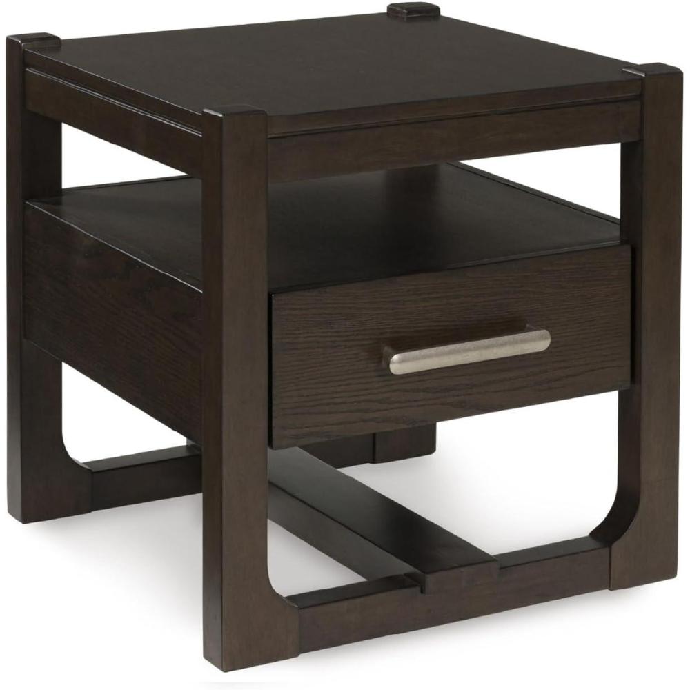imageSignature Design by Ashley Breckington Contemporary End Table with Lower Shelf Dark BrownDark Brown  Drawer