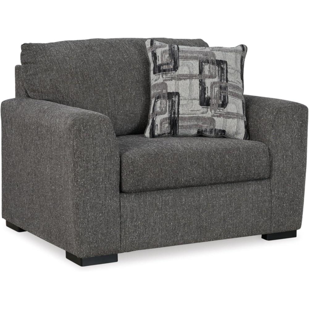 imageSignature Design by Ashley Gardiner Modern Upholstered Oversized Chair with 1 Throw Pillow Gray