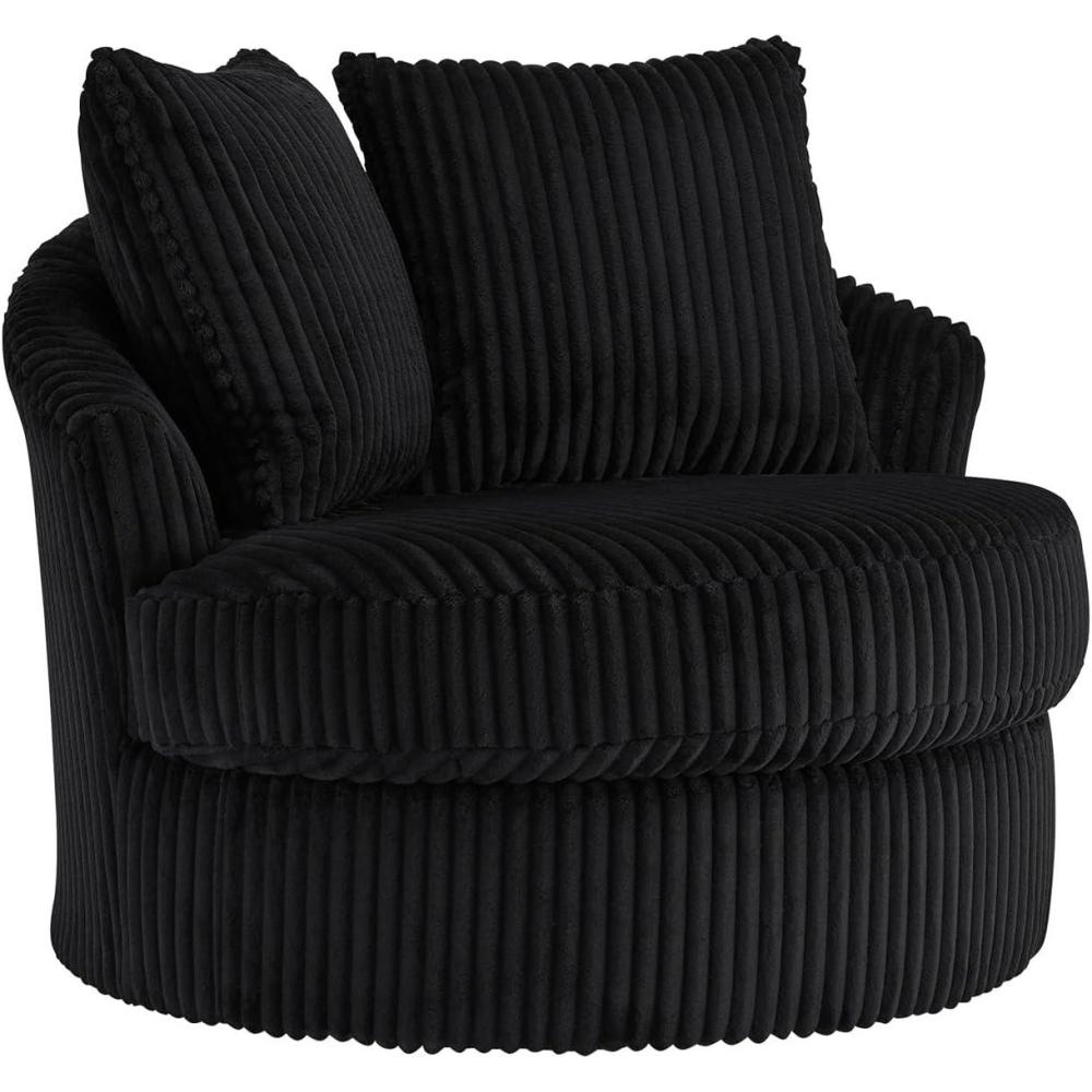 imageSignature Design by Ashley Gramwell Casual Swivel Chair with Throw Pillows Flared Arms and Removable Cushions BlackBlack