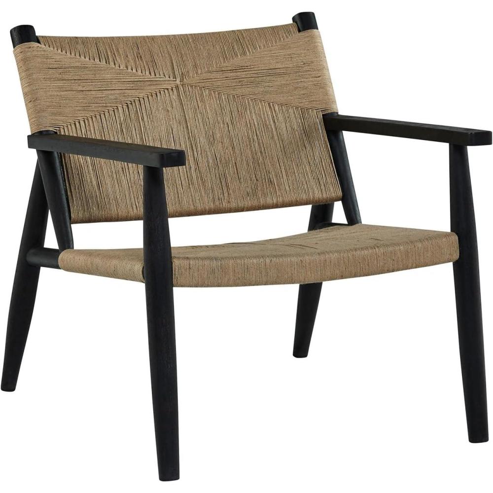 imageSignature Design by Ashley Halfmore MidCentury Modern Accent Chair with Tight Seat Track Arms and in Handwoven Natural Jute Light Brown ampamp Black