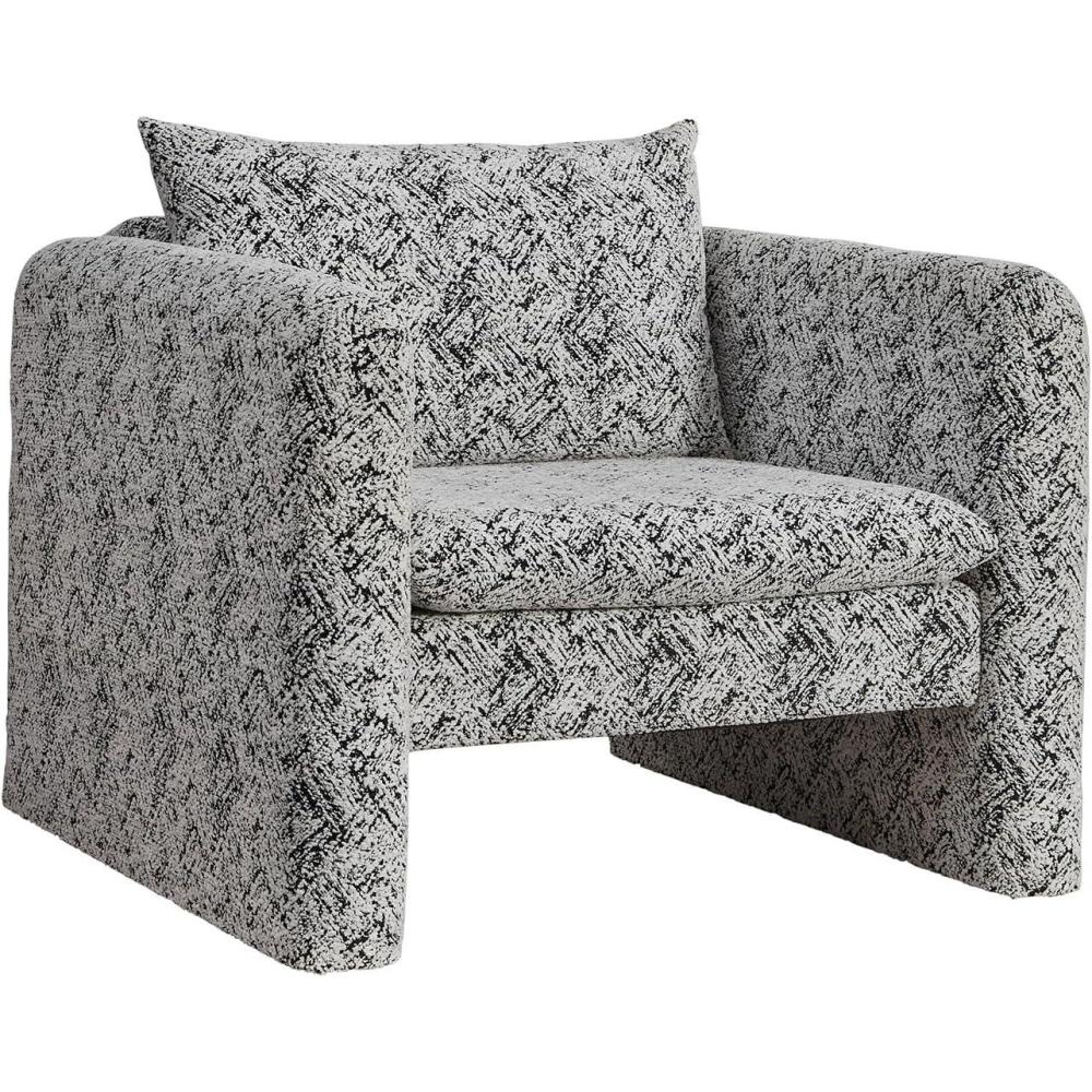 imageSignature Design by Ashley Kenbell Contemporary Geometric Patterned Accent Chair with Loose Cushions Black ampamp White