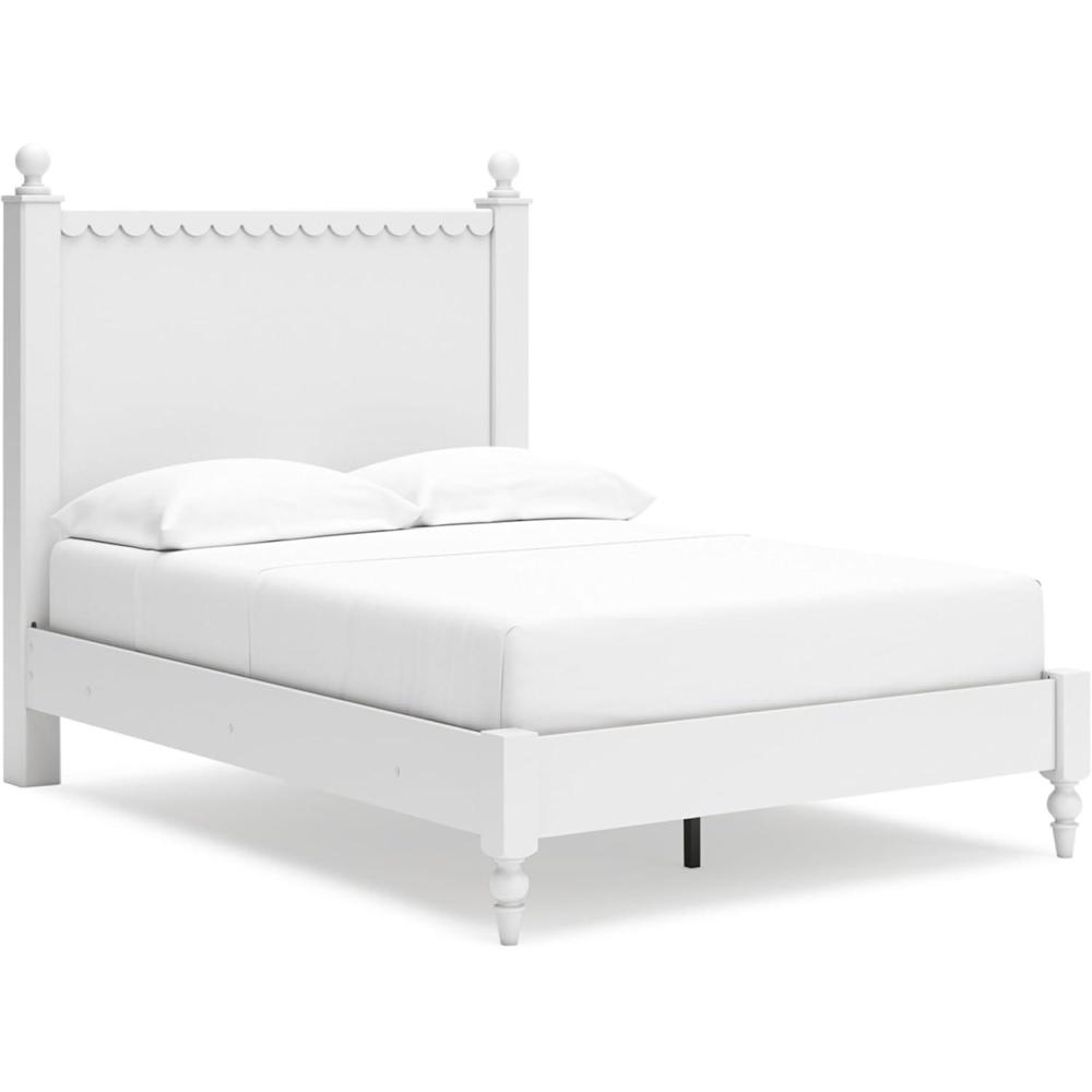imageSignature Design by Ashley Mollviney Casual Full Panel Bed Scallop Detail Charming Girls Bed Farmhouse or Coastal Design Foundation or Box Spring Needed WhiteFull