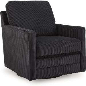 Signature Design by Ashley Icaman Modern Indoor Swivel Upholstered Chair with Reversible Cushions, Black(Black)