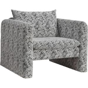 Signature Design by Ashley Kenbell Contemporary Geometric Patterned Accent Chair with Loose Cushions, Black & White