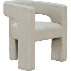 Signature Design by Ashley Landick Urban Boucle Upholstered Accent Chair with Barrel Back and 3 Legs, White(White)