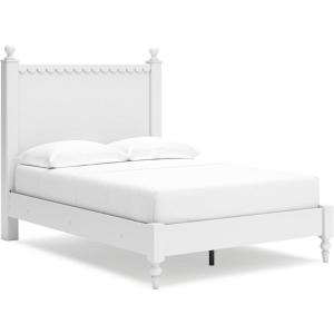 Signature Design by Ashley Mollviney Casual Full Panel Bed, Scallop Detail, Charming Girl’s Bed, Farmhouse or Coastal Design, Foundation or Box Spring Needed, White(Full)