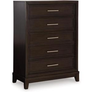 Signature Design by Ashley Neymorton Traditional 5-Drawer Chest of Drawers with Felt Lining, Dark Brown