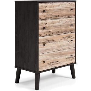 Signature Design by Ashley Piperton 5 Drawer Chest, Black & Light Brown(Natural/Black)