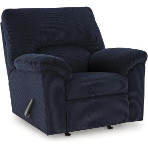 Signature Design by Ashley SimpleJoy Casual Manual Rocker Recliner with Pillow-Top Arms, Blue(Blue)