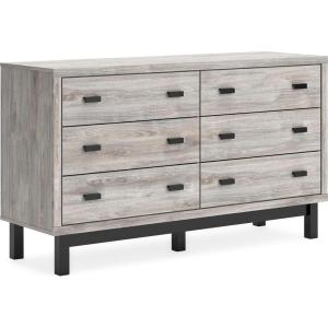 Signature Design by Ashley Vessalli Contemporary 5 Drawer Chest with Safety Stop for Bedroom, Light Gray & Black(6 Drawer Dresser)