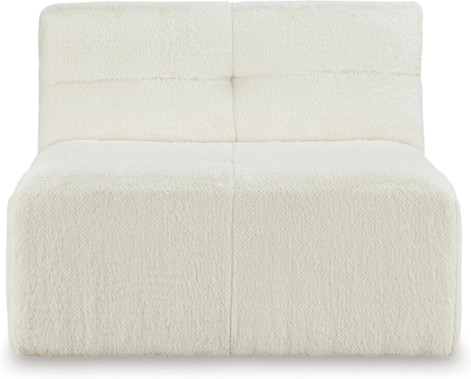 imageSignature Design by Ashley Brettner Coastal Faux Fur Tufted Upholstered Armless Accent Chair with NonSkid Legs White