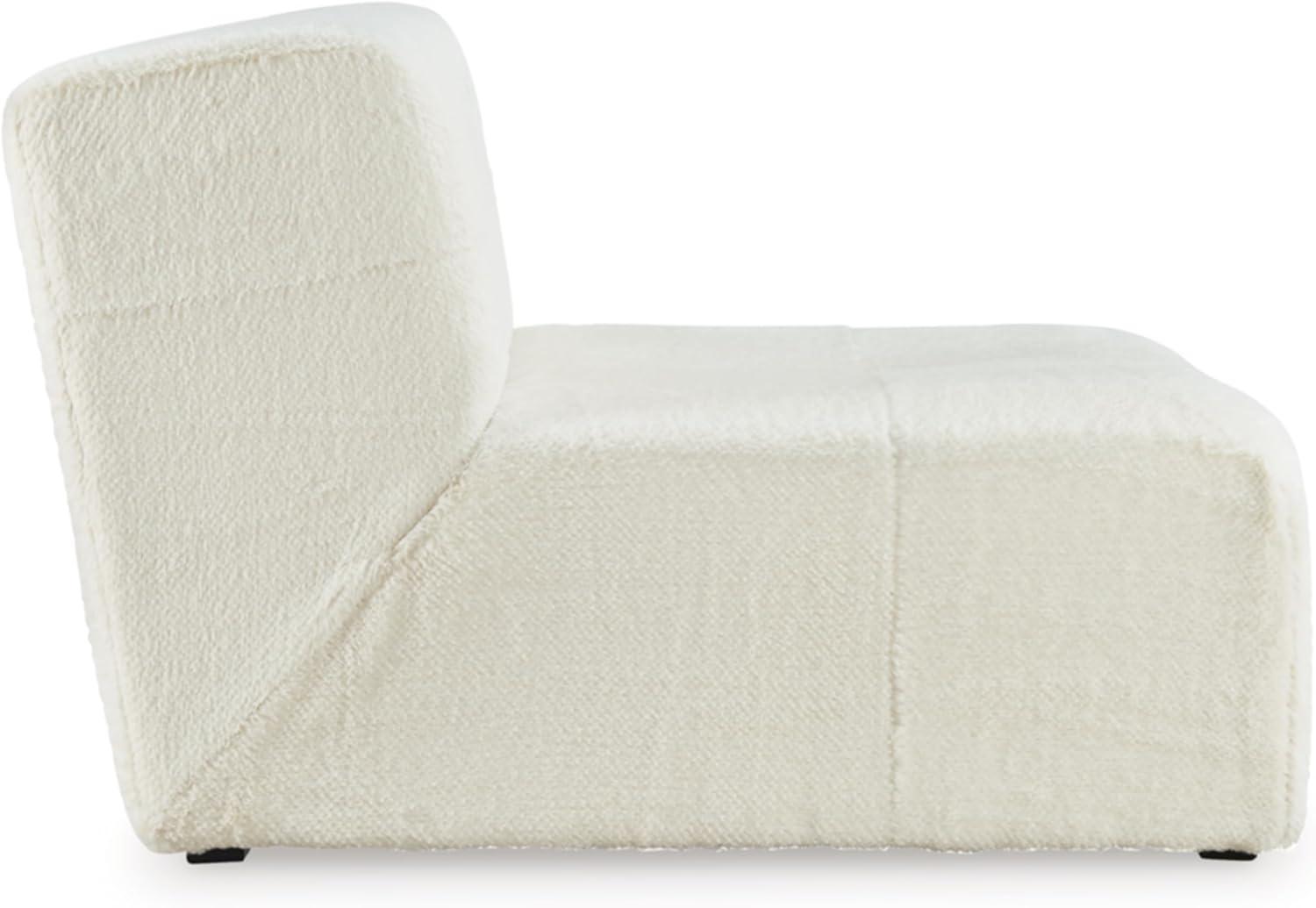 imageSignature Design by Ashley Brettner Coastal Faux Fur Tufted Upholstered Armless Accent Chair with NonSkid Legs White