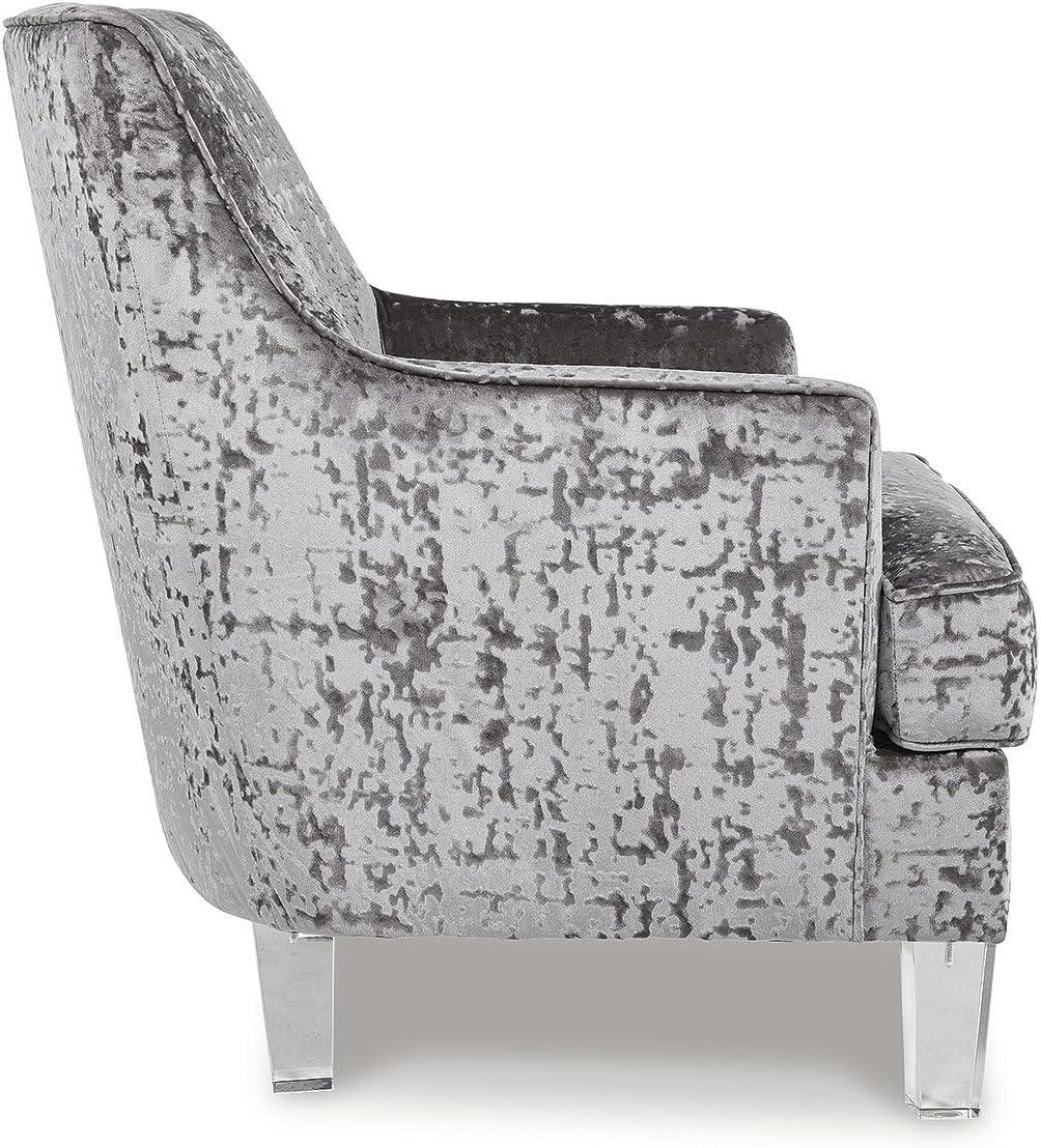 imageSignature Design by Ashley Gloriann Crushed Velvet Glam Accent Chair with Acrylic Legs Charcoal GrayLight Gray