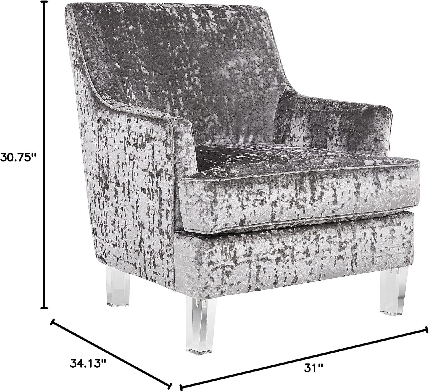 imageSignature Design by Ashley Gloriann Crushed Velvet Glam Accent Chair with Acrylic Legs Charcoal GrayLight Gray