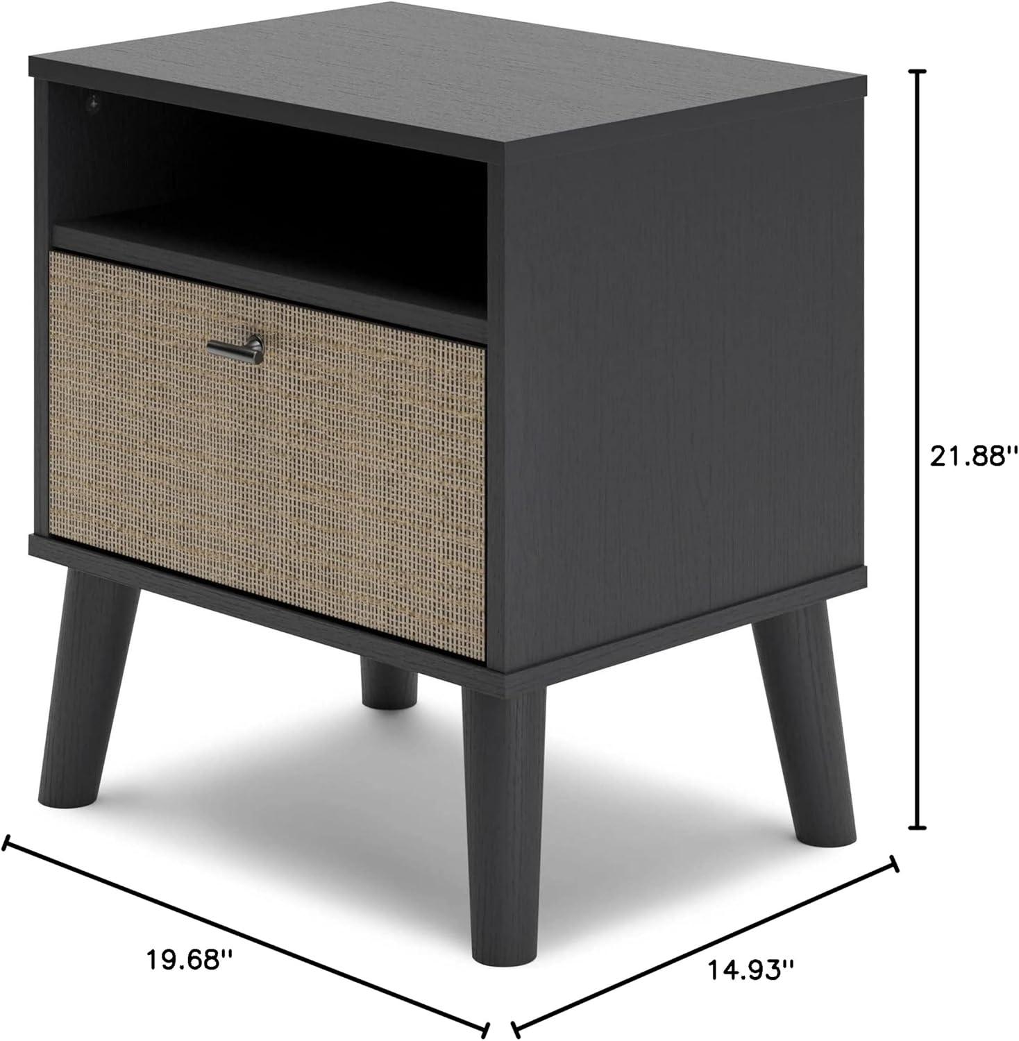 imageSignature Design by Ashley Piperton 1 Drawer Night Stand Nightstand 2188quot Tall Black ampamp Light BrownRattan