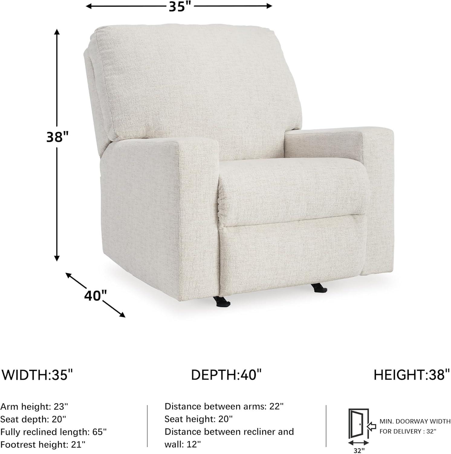 imageSignature Design by Ashley Rannis Casual Manual Rocker Recliner WhiteWhite