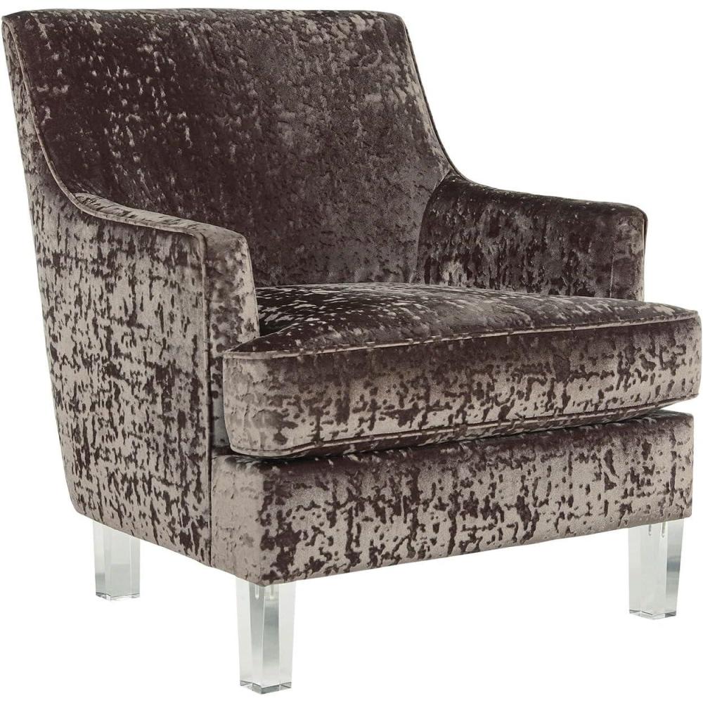 imageSignature Design by Ashley Gloriann Crushed Velvet Glam Accent Chair with Acrylic Legs Charcoal GrayDark Gray