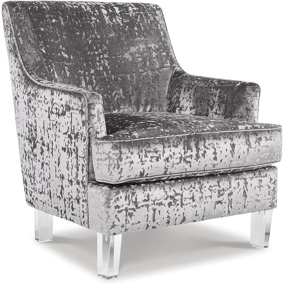 imageSignature Design by Ashley Gloriann Crushed Velvet Glam Accent Chair with Acrylic Legs Charcoal GrayLight Gray