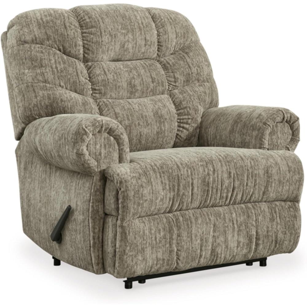 imageSignature Design by Ashley Movie Man Classic Tufted Velvet Manual Zero Wall Recliner Dark BrownGrey