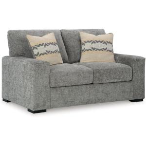 Signature Design by Ashley Dunmor Contemporary Upholstered Oversized Chair with 1 Toss Pillow, Gray(Loveseat)