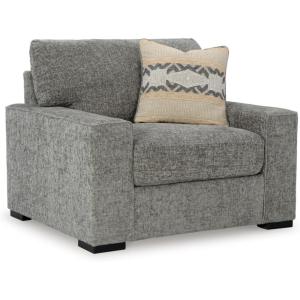 Signature Design by Ashley Dunmor Contemporary Upholstered Oversized Chair with 1 Toss Pillow, Gray(Oversized Chair)