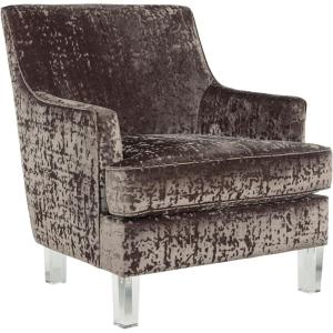 Signature Design by Ashley Gloriann Crushed Velvet Glam Accent Chair with Acrylic Legs, Charcoal Gray(Dark Gray)