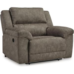 Signature Design by Ashley Laresview Urban Faux Leather Manual Zero Wall Wide Seat Recliner with Pillow-Top Arms, Gray(Oversized Recliner)