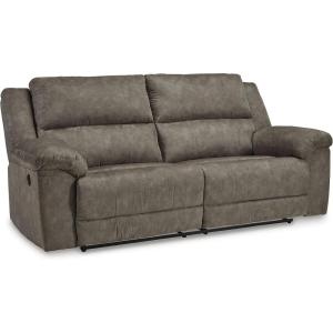 Signature Design by Ashley Laresview Urban Faux Leather Manual Zero Wall Wide Seat Recliner with Pillow-Top Arms, Gray(Reclining Sofa)