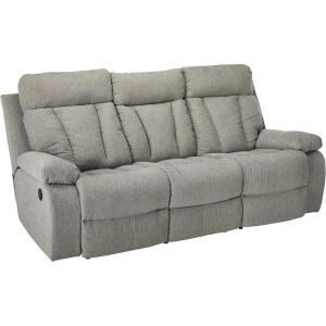 Signature Design by Ashley Mitchiner Contemporary Manual Reclining Sofa with Center Drop Down & Cup Holders, Gray(Reclining Sofa)