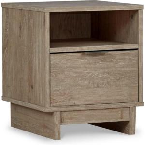 Signature Design by Ashley Oliah Rustic 1 Drawer Night Stand with an Open Cubby, Light Brown(Light Brown)