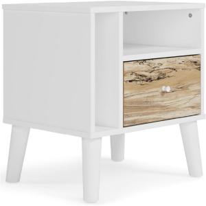Signature Design by Ashley Piperton 1 Drawer Night Stand Nightstand, 21.88″ Tall, Black & Light Brown(Black/Natural)