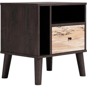 Signature Design by Ashley Piperton 1 Drawer Night Stand Nightstand, 21.88″ Tall, Black & Light Brown(White/Natural)