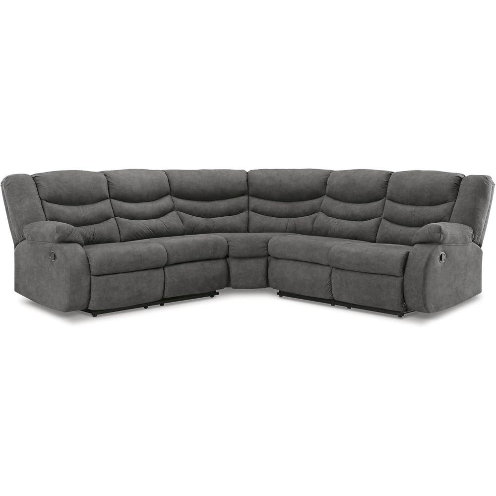 imageSignature Design by Ashley Partymate Contemporary Faux Leather Manual Rocker Recliner Dark BrownGrey