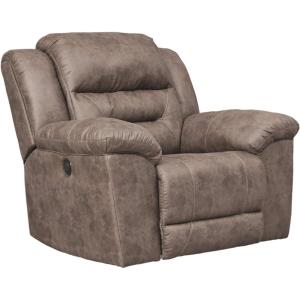 Signature Design by Ashley Stoneland Faux Leather Power Rocker Recliner, Light Brown(Grey)
