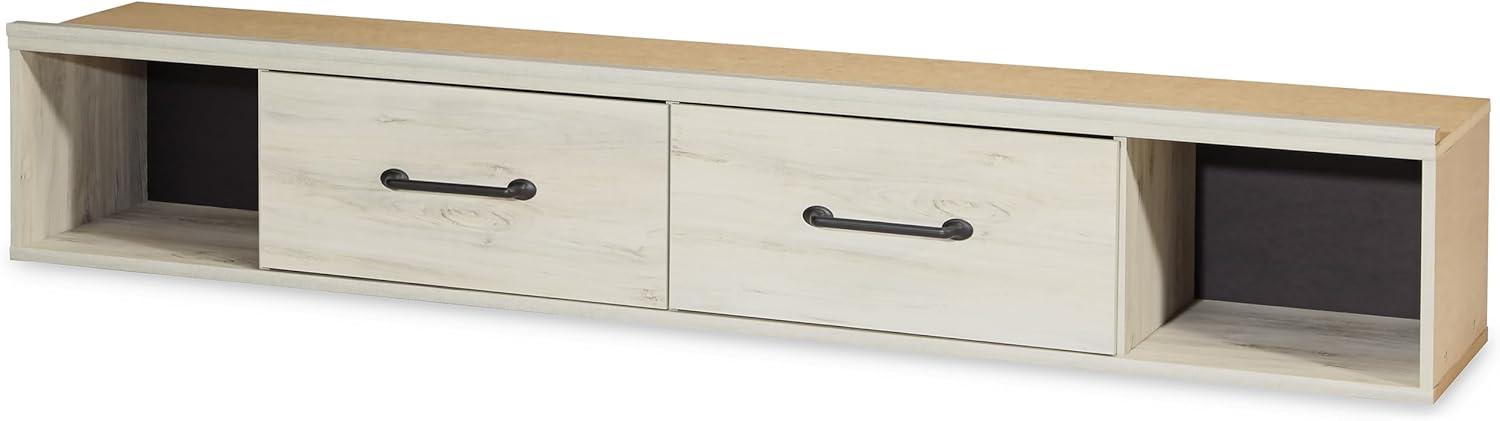 imageSignature Design by Ashley Cambeck Farmhouse Twin Panel Platform Bed with 2 Storage Drawers Cubbies Sconce Light and USB Ports Foundation or Box Spring Not Needed WhitewashKing