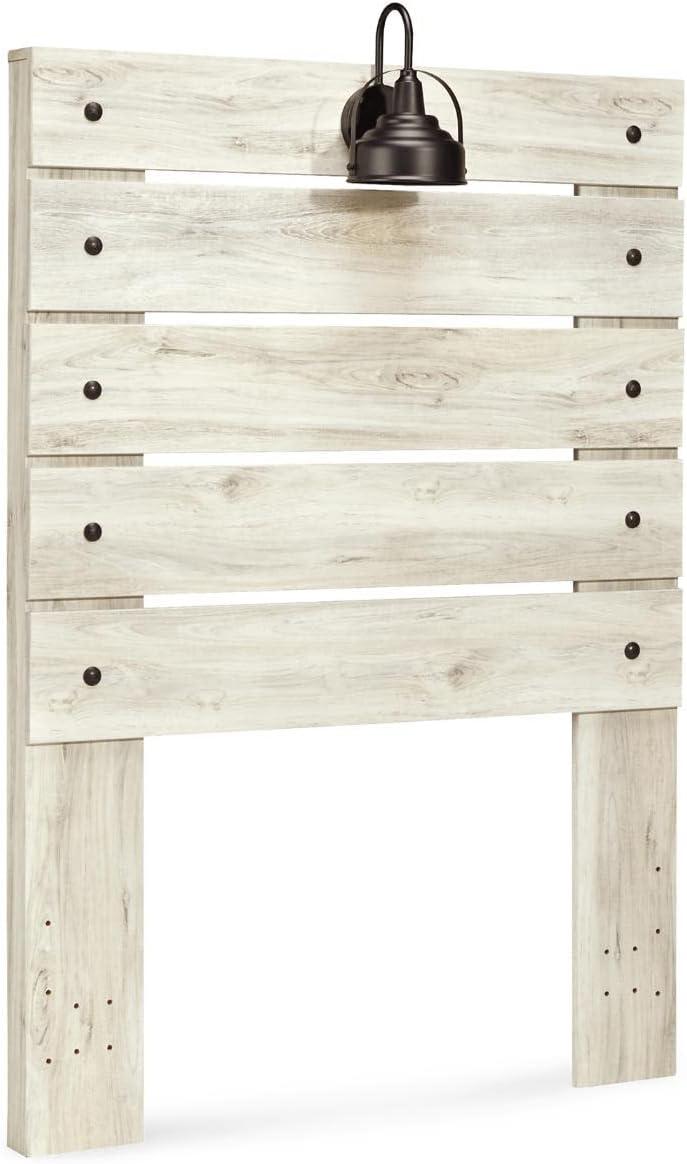 imageSignature Design by Ashley Cambeck Farmhouse Twin Panel Platform Bed with 2 Storage Drawers Cubbies Sconce Light and USB Ports Foundation or Box Spring Not Needed WhitewashTwin