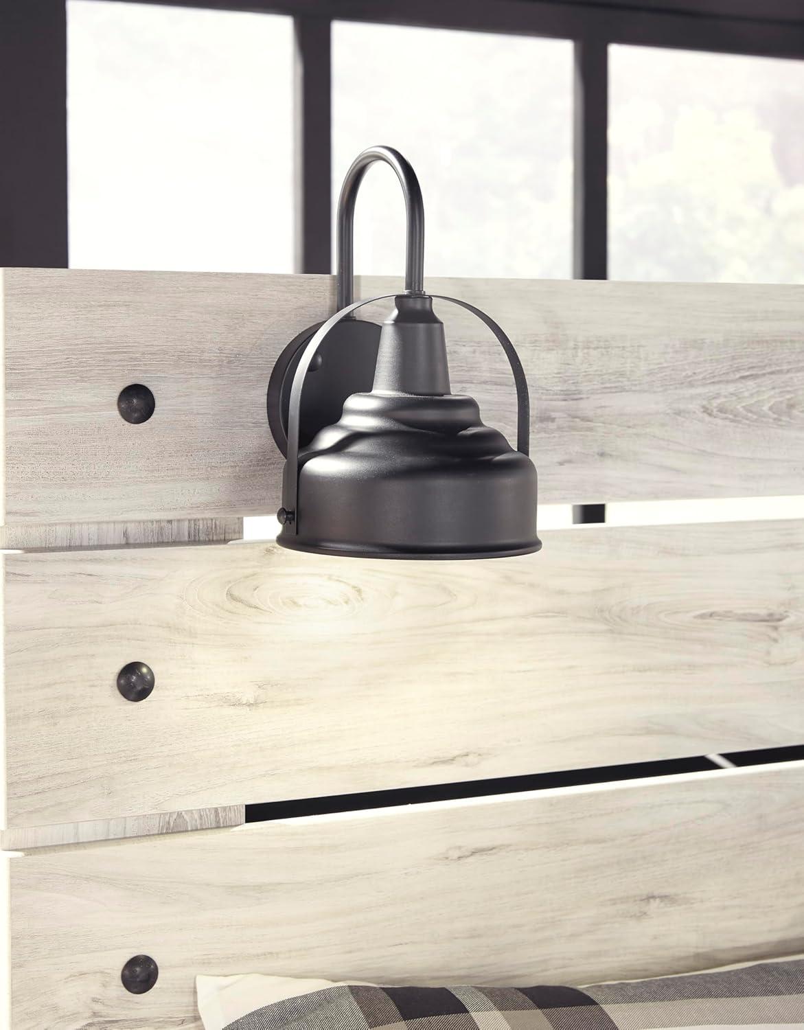 imageSignature Design by Ashley Cambeck Farmhouse Twin Panel Platform Bed with 2 Storage Drawers Cubbies Sconce Light and USB Ports Foundation or Box Spring Not Needed WhitewashKing