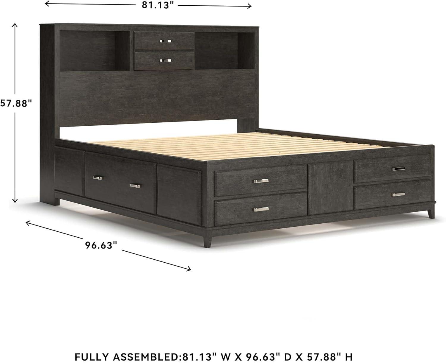 imageSignature Design by Ashley Caitbrook Contemporary King Storage Platform Bed with 8 Drawers and 2 Cubbies Foundation or Box Spring Not Needed GrayGrey