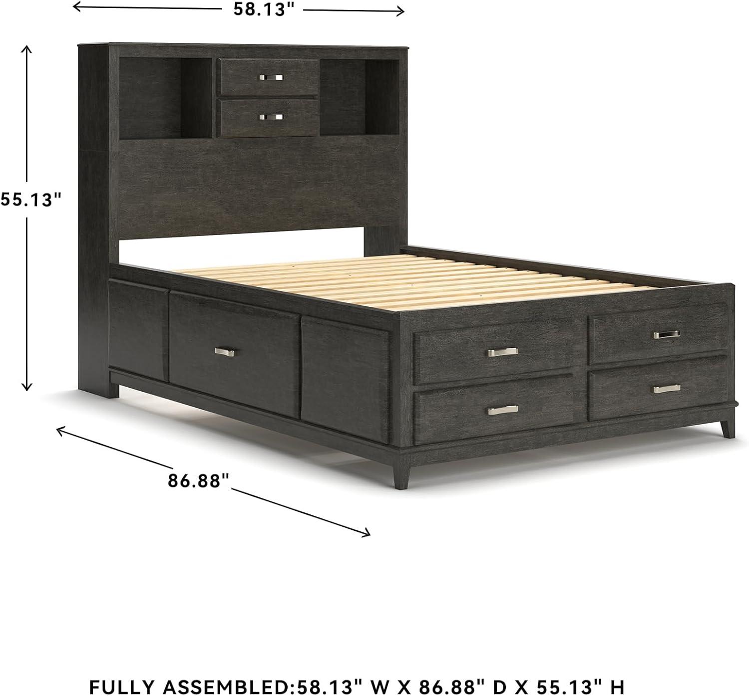 imageSignature Design by Ashley Caitbrook Contemporary King Storage Platform Bed with 8 Drawers and 2 Cubbies Foundation or Box Spring Not Needed GrayGrey